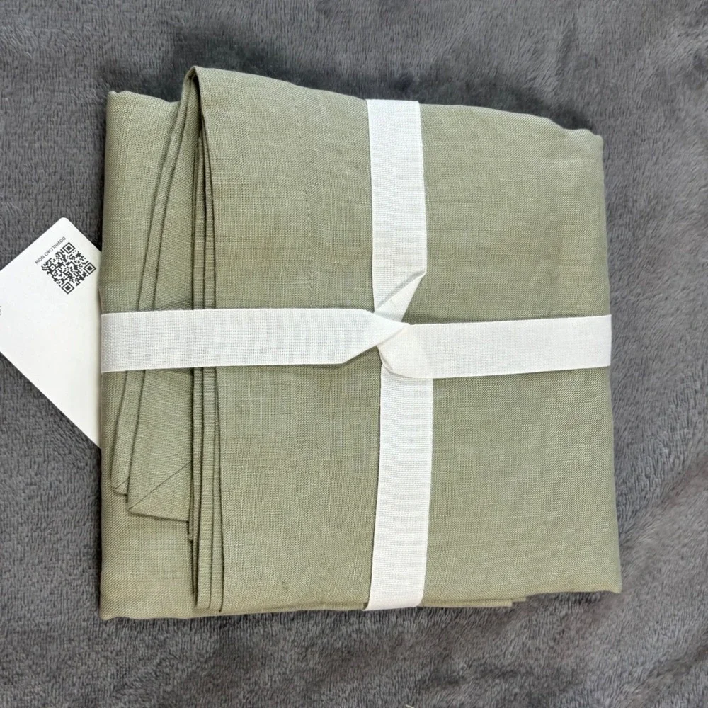 Quince European Linen Everyday Napkins Set of 4 Willowleaf Green 20x20 NEW